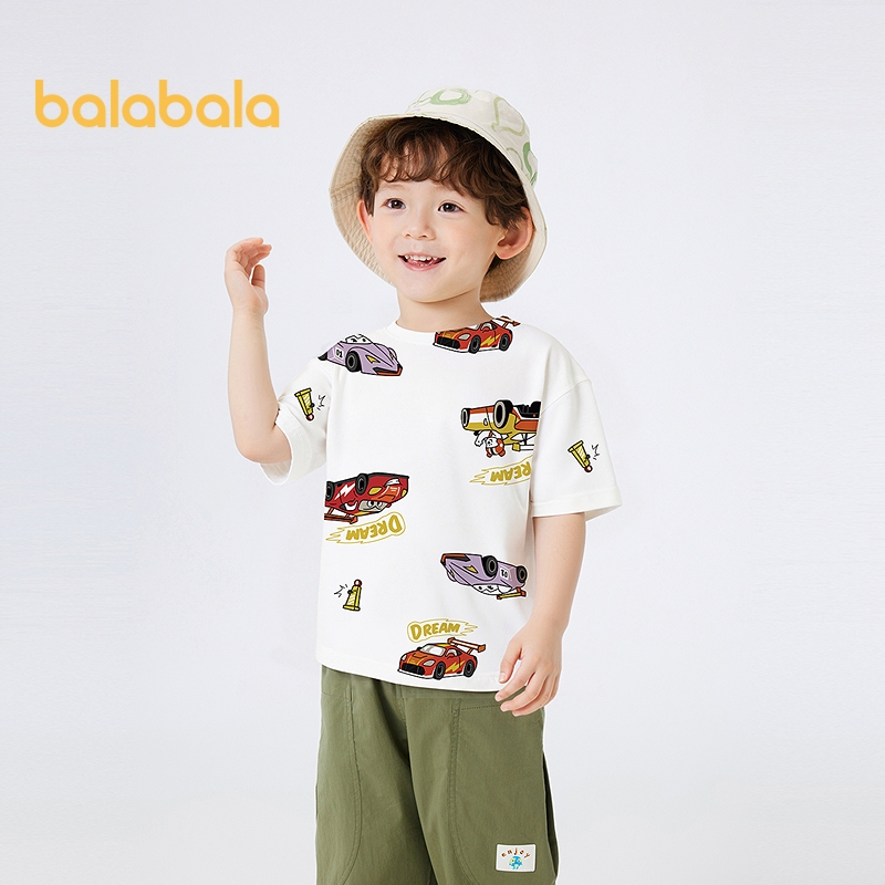 ถนน ชายแขนสั้นทีเสื้อเด็ก2026ใหม่ฤดูร้อนสวมใส่เด็กสบายๆอเนกประสงค์พิมพ์ด้านบนแฟชั่นสปอร์ตระบายอากาศสบายผ้าฝ้ายนุ่มสวมใส่ทุกวันประเดิม