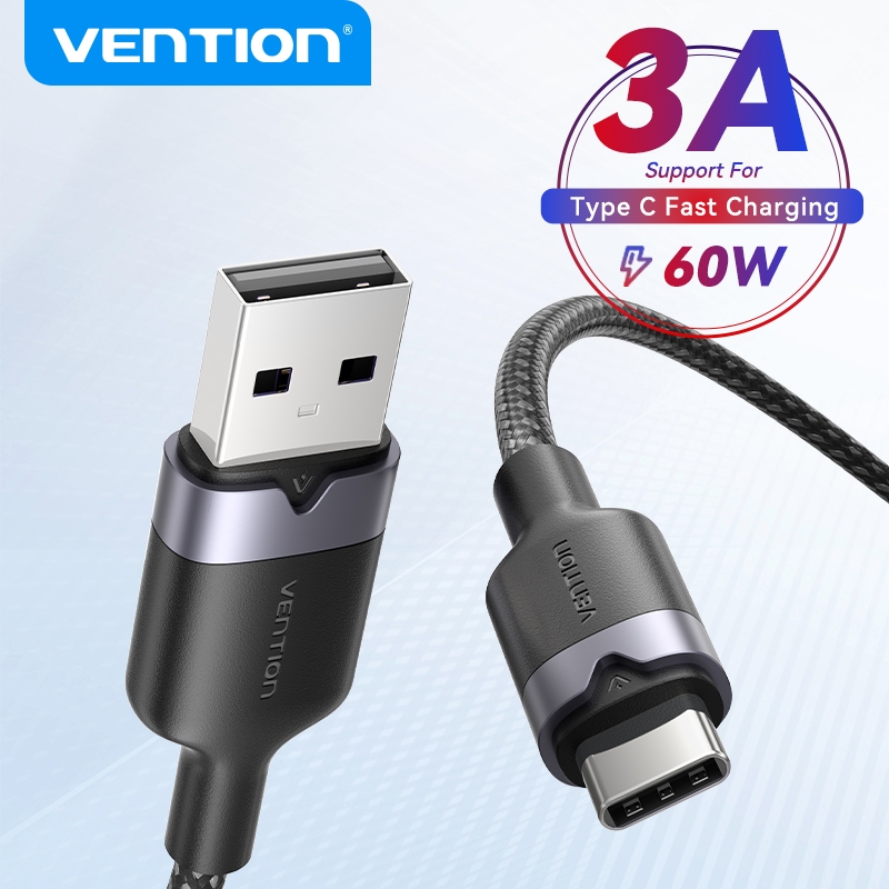 Vention Type-C Cable 60W Super Charging 3A 480Mbps Quick Charge สาย USB สําหรับ Xiaomi/iPhone