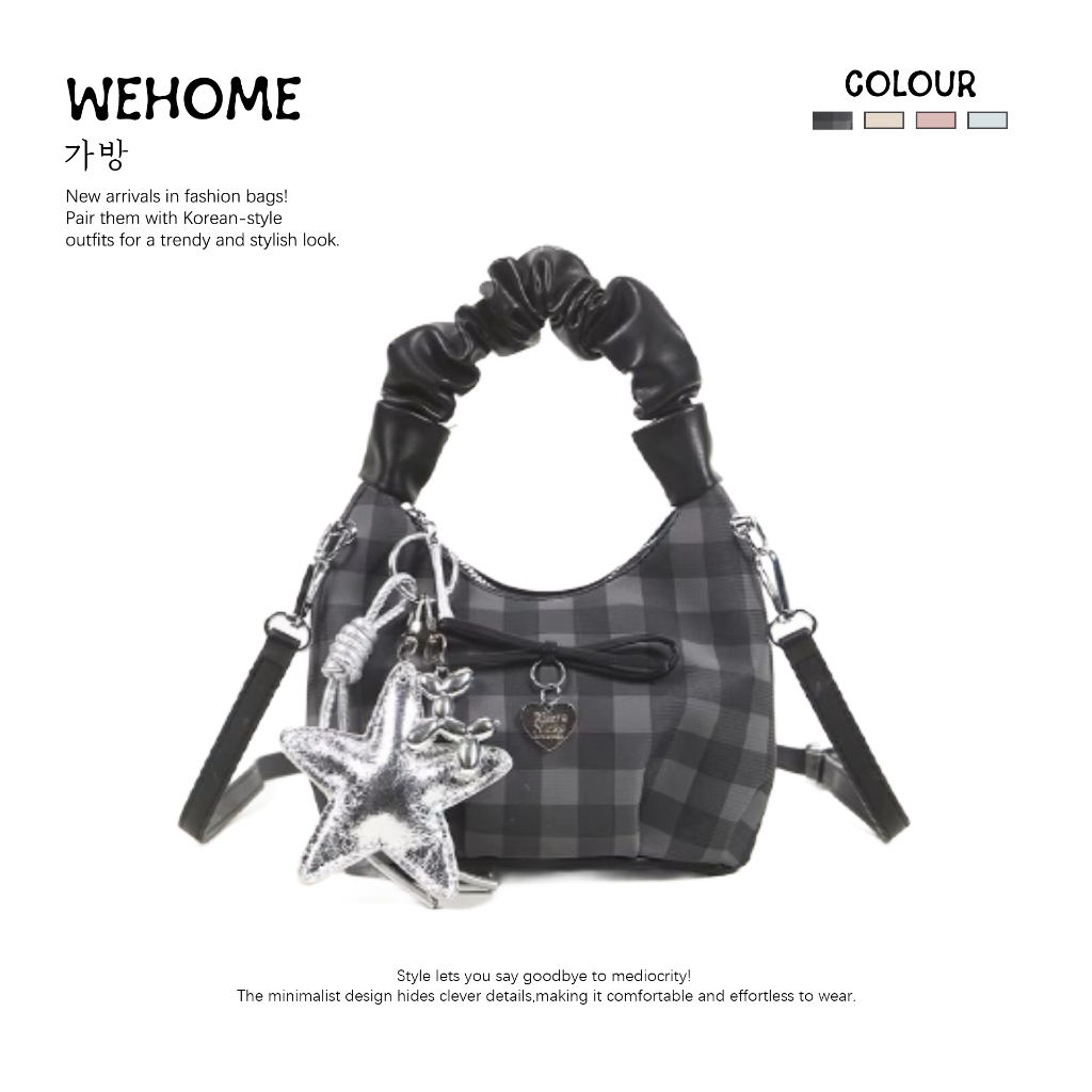 WEHOME Anthea Bag สไตล์เกาหลี สไตล์รีทรอป เป้เป้สไตล์รวมทุกโอกาส สีเมลด์ tote bag