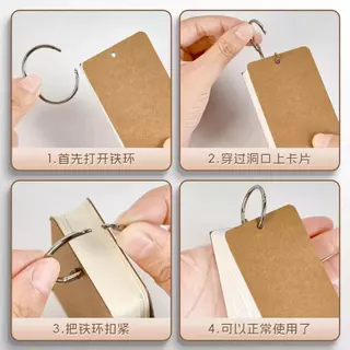 Flash Card หนา แฟลชการ์ด ห่วงแกะได้ 100แผ่น กระดาษโน๊ต Memo Pad สมุดบันทึกการศึกษาแบบพกพา