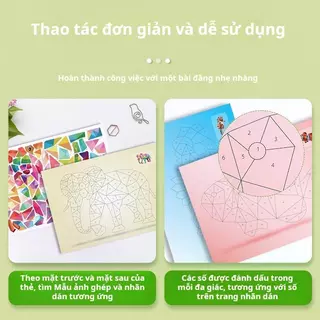 3D Geometric Collage รูปหลายเหลี่ยม DIY ชุดจิตรกรรมสติกเกอร์ทําด้วยมือ, ภาพวาดโฮมเมดสําหรับเด็ก