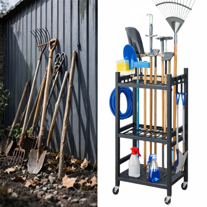 ชั้นวางเครื่องมือทําสวนชั้นวางเครื่องมือ (ที่ใส่เครื่องมือ)ที่แขวนไม้ถูพื้น ที่แขวนไม้กวาด