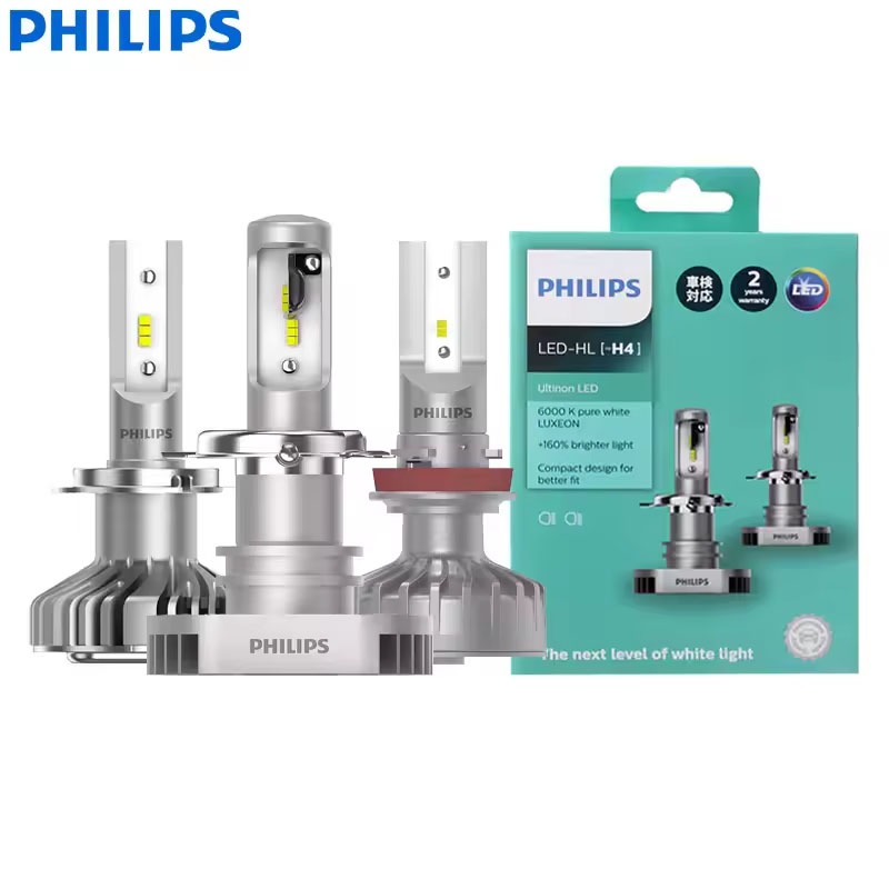 2 ชิ้นแพ็ค Philips Philips LED H1 H4 H7 H8 H11 H16 HB3 HB4 Ultinon LED 6,000K Cool White ไฟหน้า + 16
