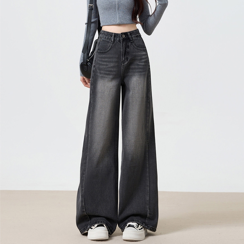 2025 Y2K Retro กางเกงยีนส์ขาตรงสําหรับผู้หญิงเอวสูงทรงหลวมSlimming Stylishอเนกประสงค์ยีนส์ทุกวัน