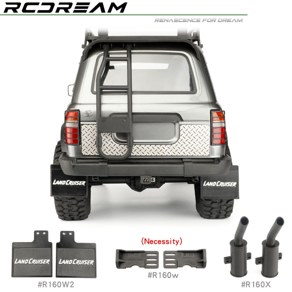 RCDream จําลอง Mud Flaps และท่อไอเสียสําหรับ 1/10 FCX10 LC80 Land Cruiser RC รุ่นรถ Crawler อัพเกรดก