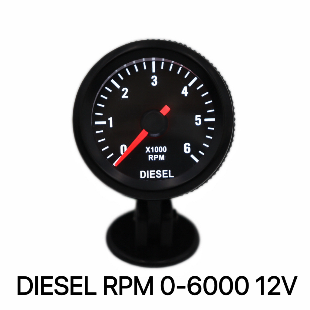 252MM เครื่องวัดวามเร็วดีเซล RPM จุดแสงสีขาว 0-6000 RPM Tacho Meter เครื่องวัดไฟฟ้า 12V