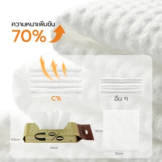 【12 แพ็ค】c% cpercent ผ้าฝ้าย เช็คหน้า ผ้าเช็ดหน้า ทิชชู่เช็ดหน้า ไร้ไรฝุ่น อ่อนโยน ไม่ระคายเคือง เหมาะผิวแพ้ง่าย