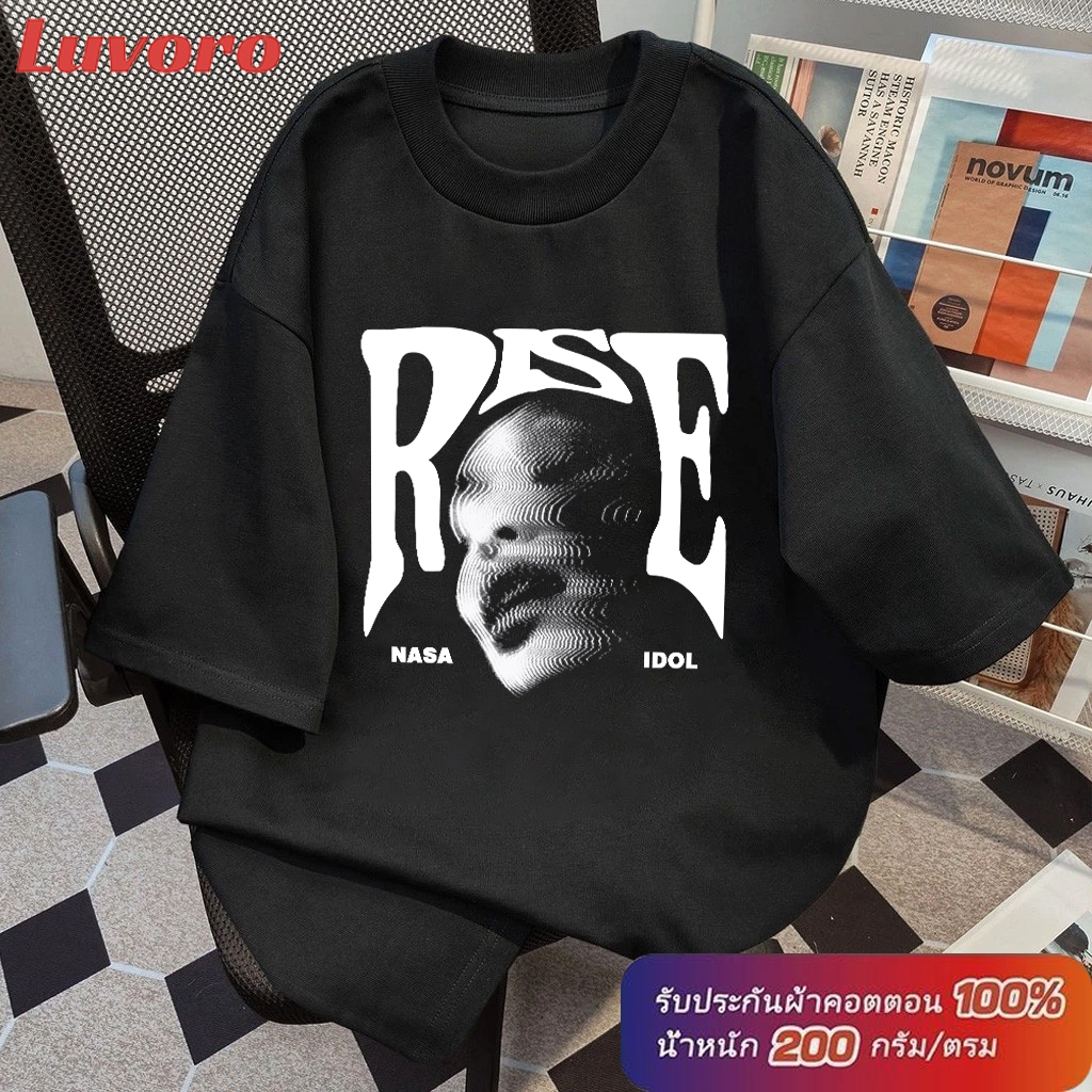 （2ผ้าสองประเภท）วินเทจคอกลมแขนสั้น LUVORO T-Shirt unisex ลาย เนื้อผ้านุ่มระบายอากาศดี แขนสั้น ผู้ชายเสื้อยืด oversize ฟอก วินเทจคอกลมแขนสั้น เสื้อยืดผ้าฟอก Oversize ขนาดใหญ่ เสื้อคู่รัก C829