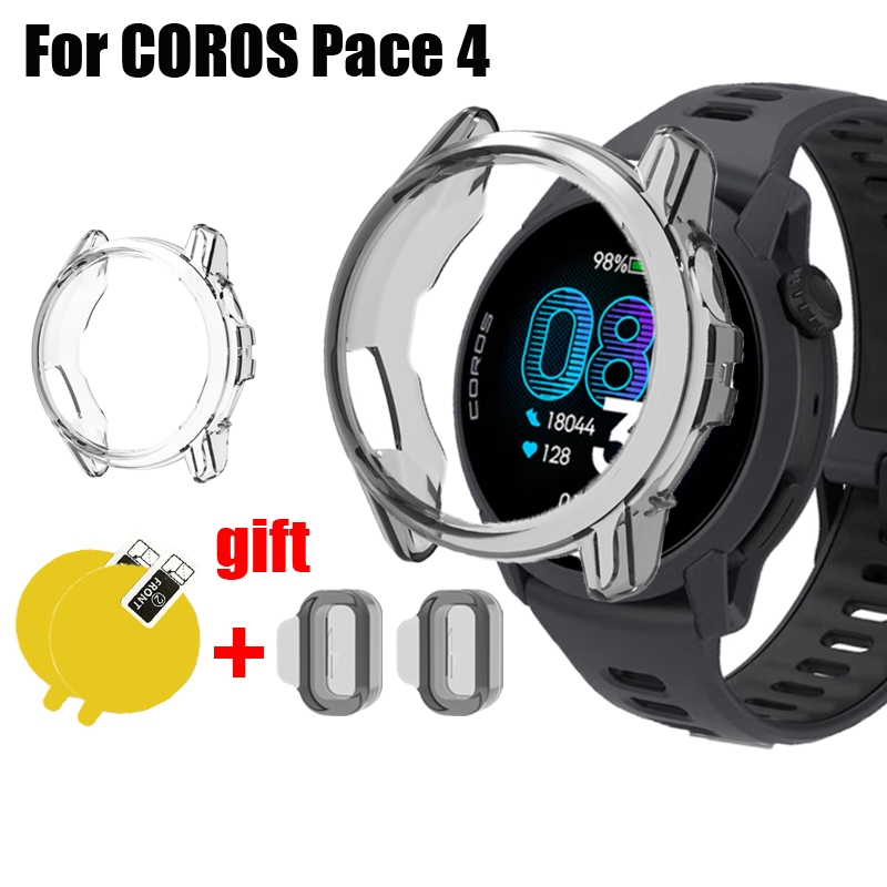 สําหรับ COROS Pace 4 กรณีสมาร์ทนาฬิกากันชนป้องกัน TPU ครึ่งฝาครอบ Soft Shell ฝุ่นปลั๊กป้องกันหน้าจอฟิล์ม
