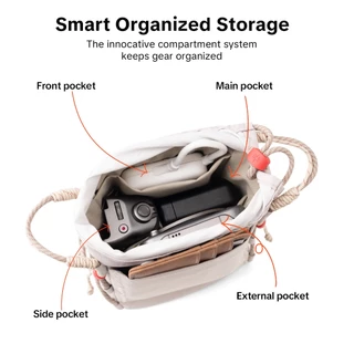 กระเป๋าใส่โทรศัพท์มือถือแบบสะพายข้าง PGYTECH OneGo (Casual) -- ช่องเก็บของขนาดใหญ่พร้อมที่จัดระเบียบ ผ้าเช็ดเลนส์ในตัว และสายสะพายถอดได้ กระเป๋าพกพาสำหรับใช้ในชีวิตประจำวัน สำหรับโทรศัพท์/กล้อง/สิ่งของจำเป็นประจำวัน