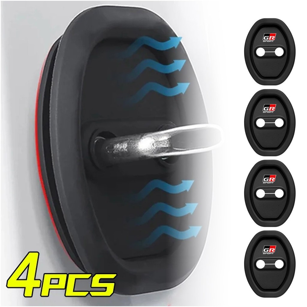 4 ชิ้นซิลิโคนรถล็อคประตูฝาครอบป้องกันประตูล็อคโช้คอัพเงียบอุปกรณ์เสริมสําหรับ Agya Raize Calya Avanza Xpander ERTIGA XL7 Swift Fiesta Ranger Ecosport Sonet Sportage - รูปที่ 4