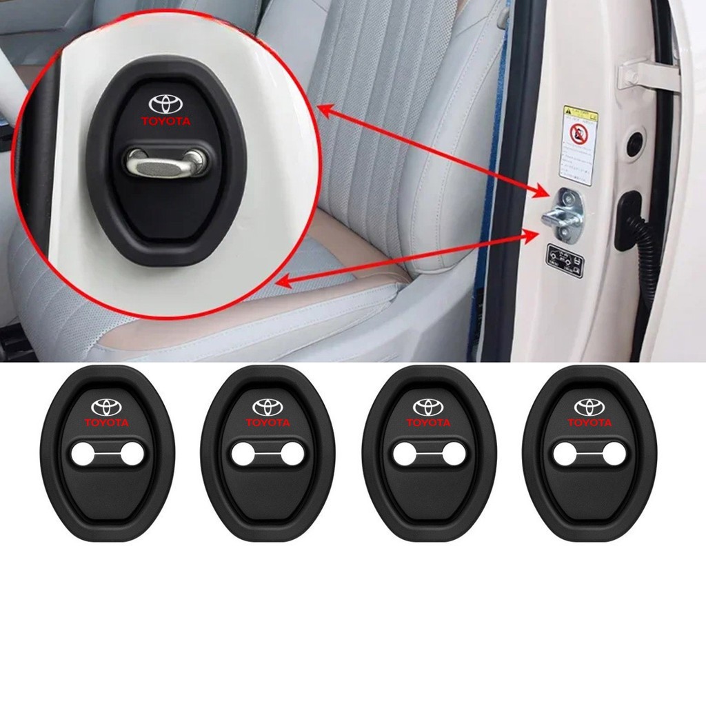 4 ชิ้นซิลิโคนรถล็อคประตูฝาครอบป้องกันประตูล็อคโช้คอัพเงียบอุปกรณ์เสริมสําหรับ Agya Raize Calya Avanza Xpander ERTIGA XL7 Swift Fiesta Ranger Ecosport Sonet Sportage - รูปที่ 5