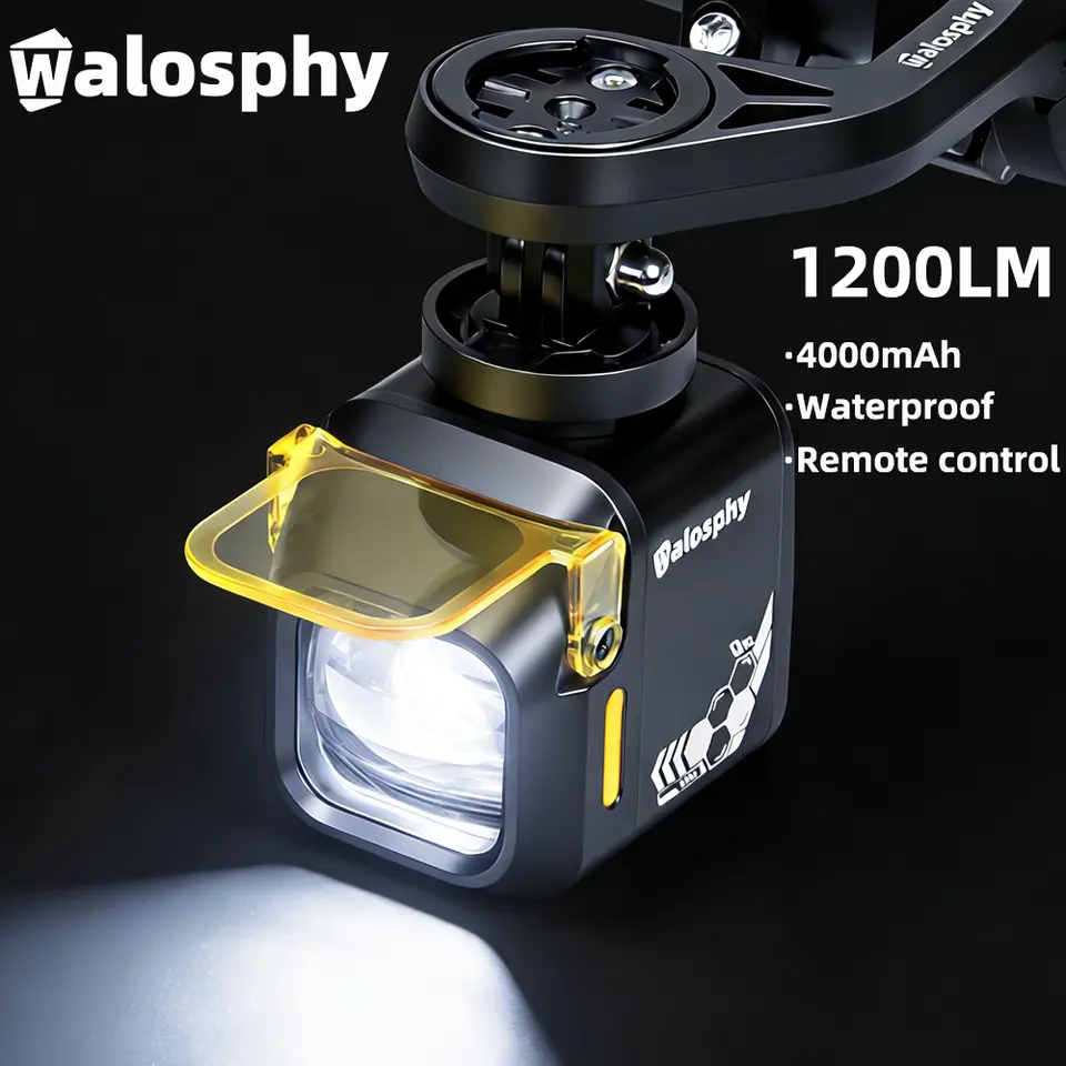 Walosphy 1200LM จักรยานรอกไฟหน้าระยะไกลกันน้ํา Anti-fog แผนที่ไฟฉายจักรยาน 5 โหมดอลูมิเนียมไฟฟ้าจักรยานอุปกรณ์เสริม