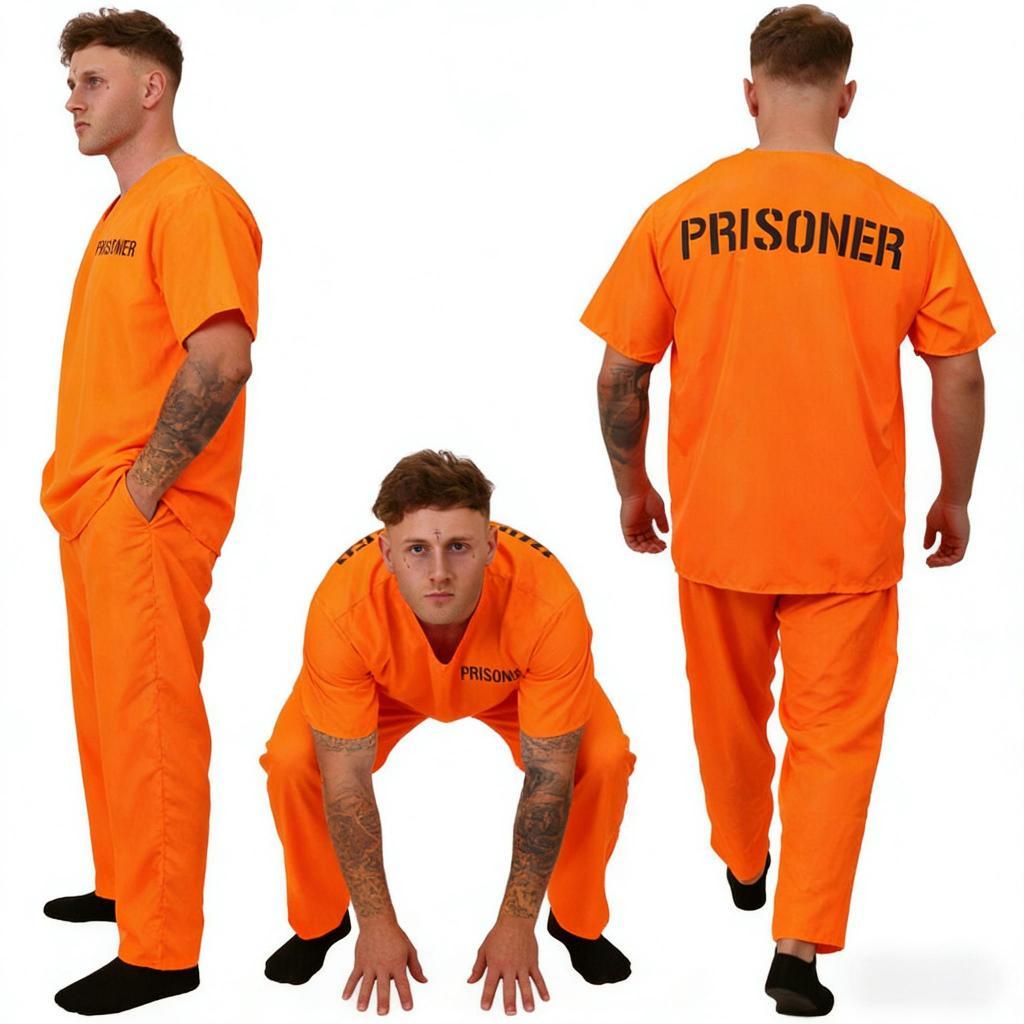 ชุดเครื่องแบบคอสเพลย์นักโทษ prisoner suit cosplay ชุดคอสตูมนักโทษสีส้ม สําหรับผู้ชาย ชุดแต่งตัวปาร์ตี้ธีมคุก Halloween Orange Prisoner Costume