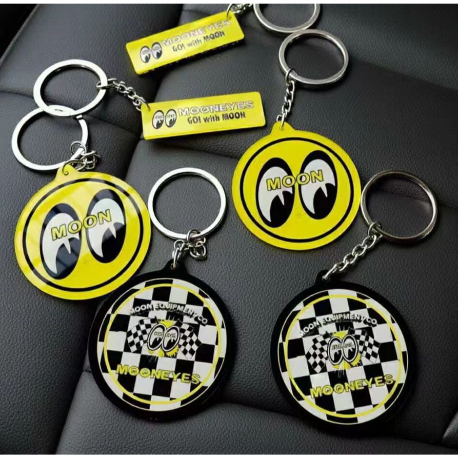 MOONEYES Yellow MOON Logo พวงกุญแจอะคริลิค jdm พวงกุญแจกระเป๋าจี้อุปกรณ์เสริม