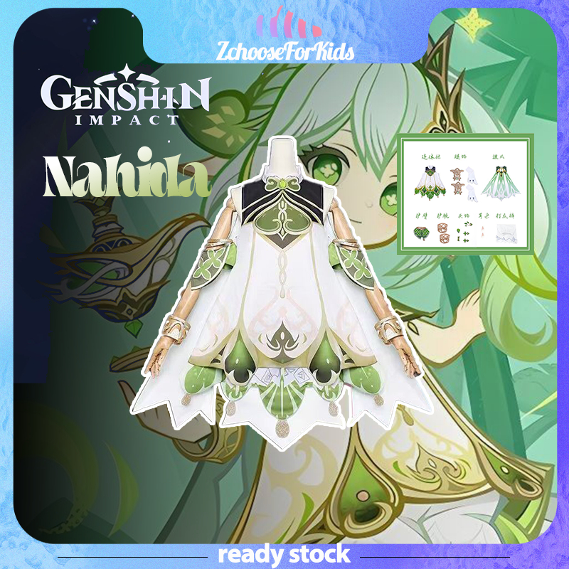🎭🇹🇭[พร้อมส่ง]🇹🇭 ชุดคอสเพลย์ Genshin Impact Nahida Little Grass God ชุดเกมอนิเมะ ผ้าลายซ่อนสองชั้น พร