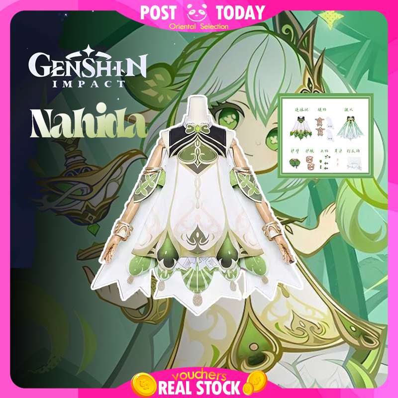 🎭🇹🇭[พร้อมส่ง]🇹🇭 ชุดคอสเพลย์ Genshin Impact Nahida Little Grass God ชุดเกมอนิเมะ ผ้าลายซ่อนสองชั้น พร