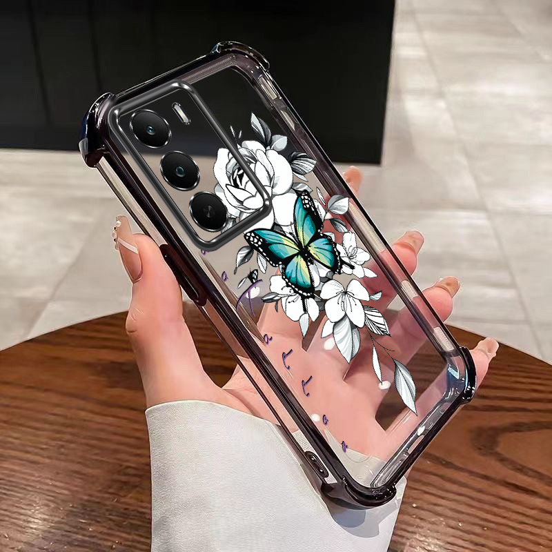 Realme C75 C75x C65 C71 เคสดอกไม้ที่สวยงามผีเสื้อเคสใสใส