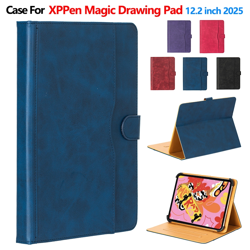 สําหรับ 2025 XPPEN Magic Drawing Pad 12.2 แฟชั่นหนัง Flip Stand Case สําหรับแท็บเล็ต Android