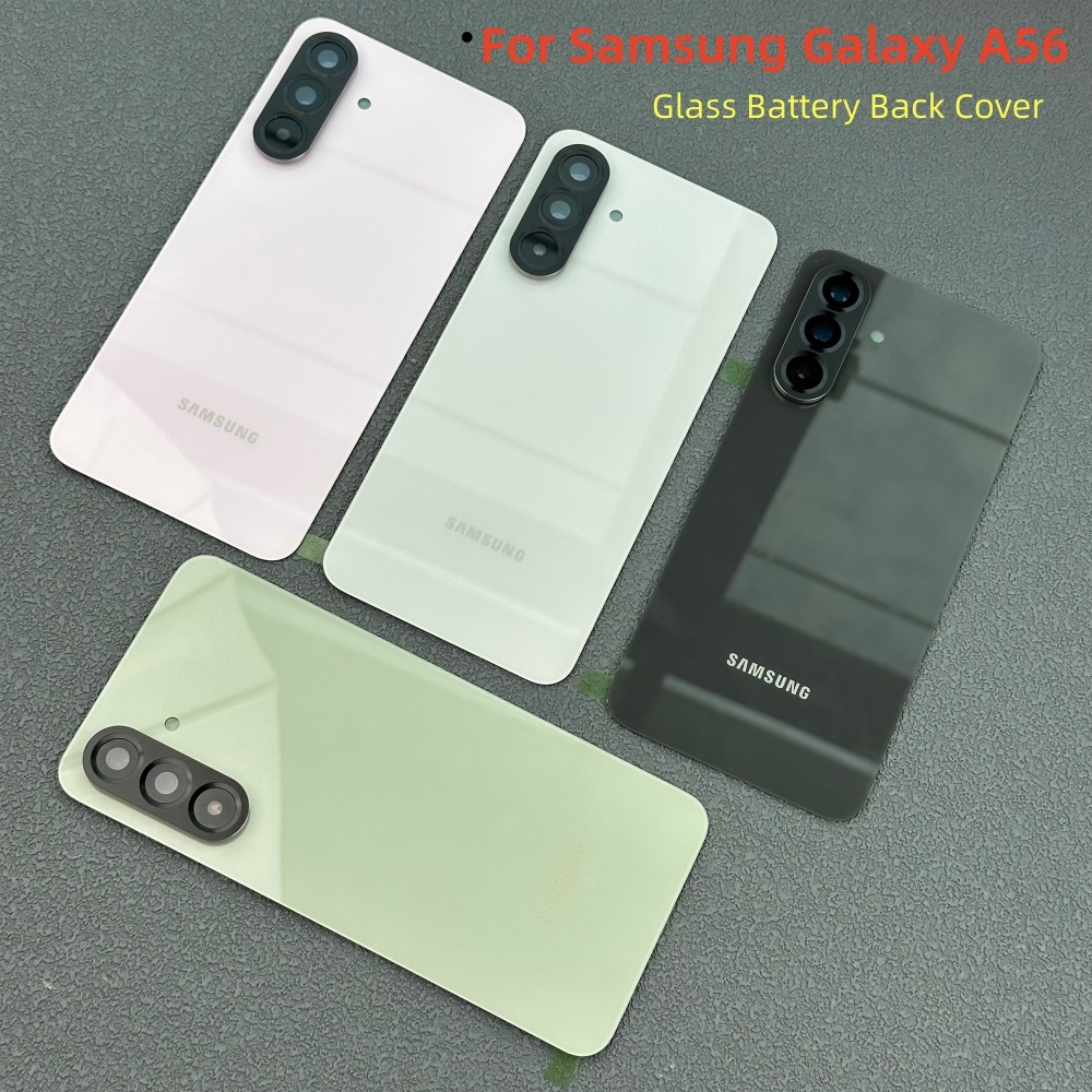 Samsung GalaxyA56 SM-A566B กระจกฝาหลังแบตเตอรี่ด้านหลังประตูกรณีอะไหล่พร้อมเลนส์กล้อง + โลโก้