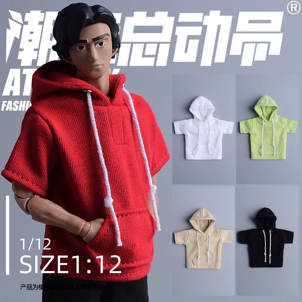 สินค้าใหม่ [เรื่องราวของเล่นอินเทรนด์] 1/12 เสื้อยืดแขนสั้นมีฮู้ดเสื้อผ้าเด็กวัยรุ่นอินเทรนด์ทหาร 20 ซม. C4A Asami 3