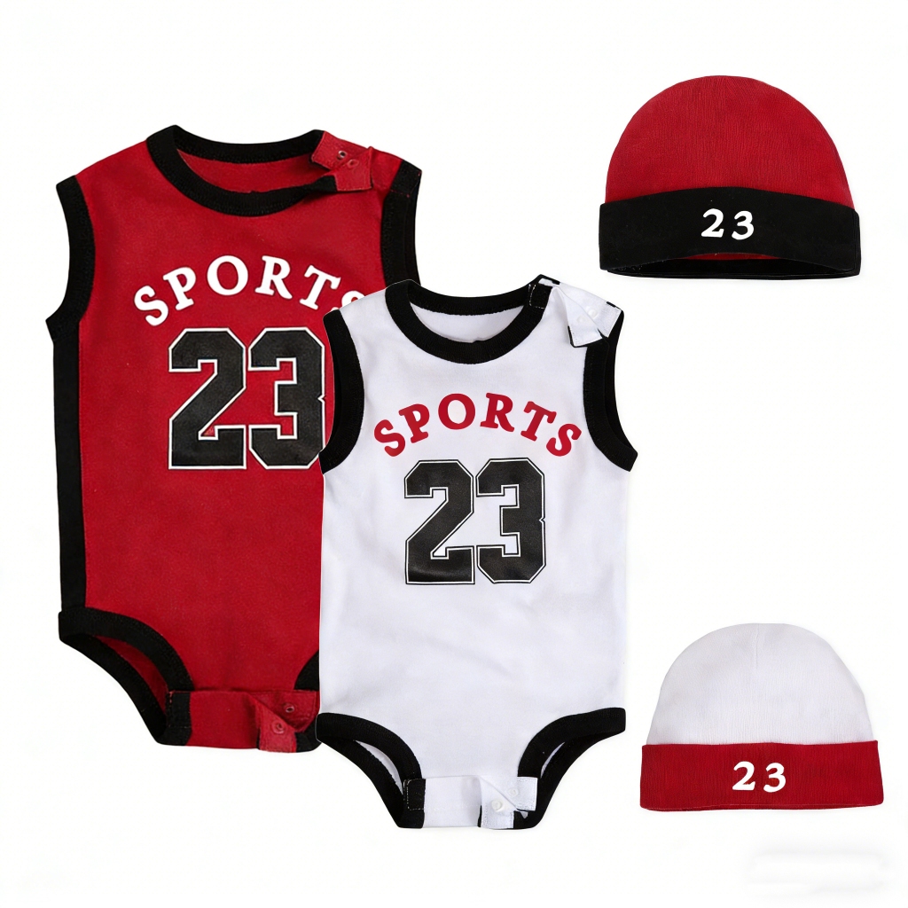 ธีมบาสเก็ตบอล NBA 3 ชิ้น เบอร์ 23ชุดบอดี้สูทเด็กเสื้อผ้าสําหรับเด็กชายและเด็กหญิงเสื้อผ้าแฟชั่นนุ่มสบาย ชุดจั๊มสูท 0-24 เดือน - รูปที่ 3
