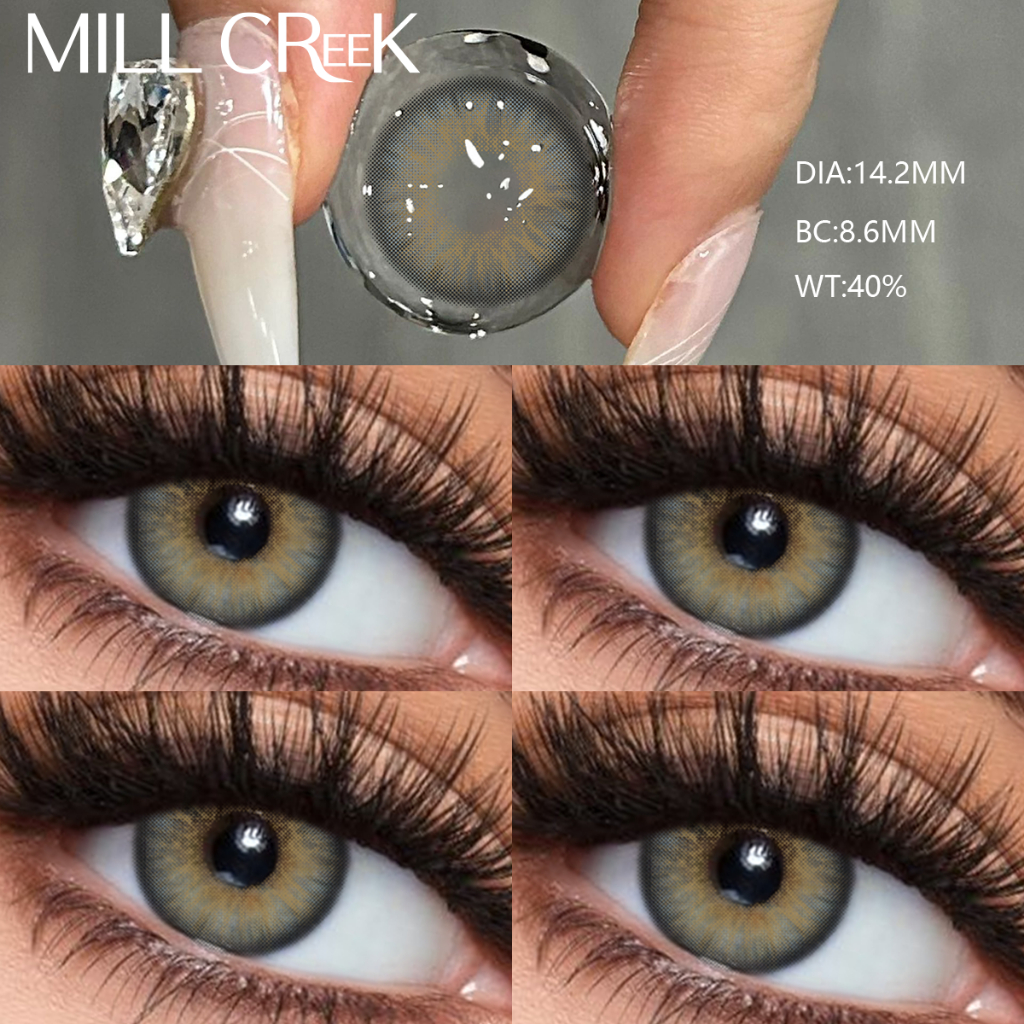 HybridลูกแมวSeries Mill Creek 2 ชิ้นคอนแทคเลนส์ 1 ปีใช้ 14.2 มม. คอนแทคเลนส์แบบนุ่มแต่งหน้าตาโต