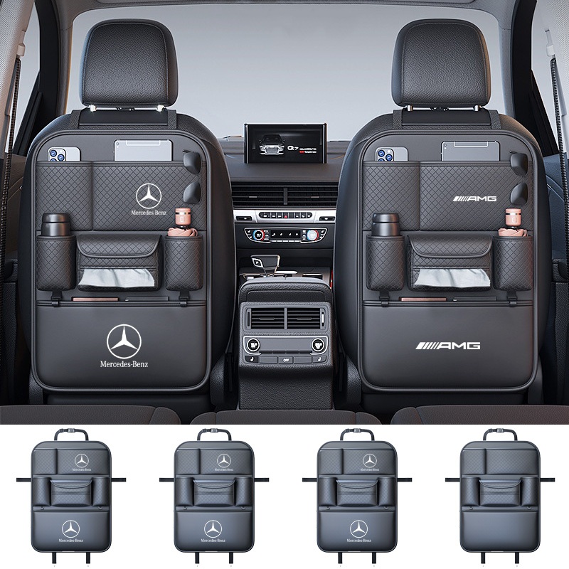 Mercedes Benz รถหนังมัลติฟังก์ชั่เก็บกระเป๋ากล่องกระดาษทิชชูถ้วยน้ําผู้ถือที่นั่งกลับ anti kick pad A-ระดับ C ระดับ E-level S-level AMG GLA GLB GLC GLE GLS EQA EQB EQC EQE