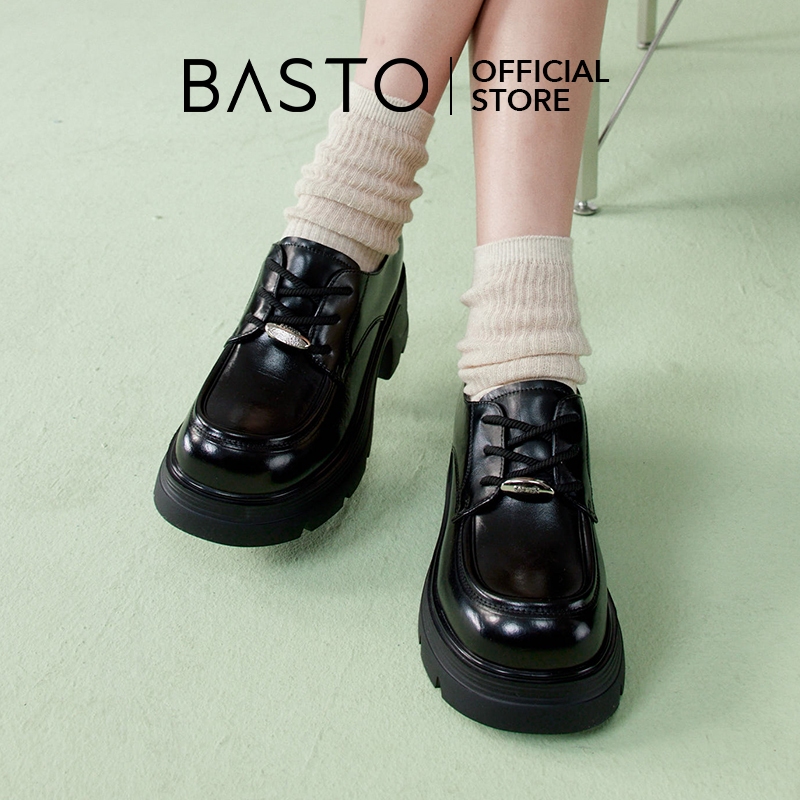 BASTO Women's Thick Heels Loafers รองเท้าส้นสูง รองเท้า loafer CV350
