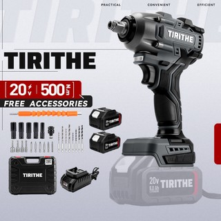 TIRITHE Wrench ประแจผลกระทบ 20V ประแจไร้แปรงถ่าน 500NM พร้อมแบตเตอรี่ 2 ก้อน