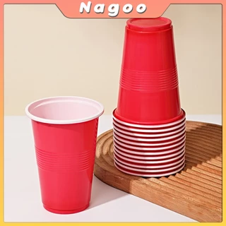 Nagoo 50 ชิ้น พลาสติก แก้วเหล้า งานเลี้ยง แก้วน้ำ แก้วพลาสติกทิ้ง สีแดง BEER PONG 16 oz