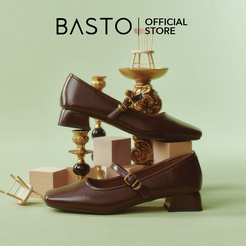 BASTO Women's Mary Jane Pumps Shoes รองเท้าแมรี่เจน นิ้วเท้าเหลี่ยม รองเท้าส้นสูง R6288