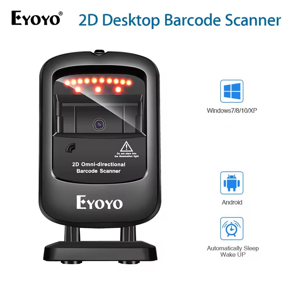 Eyoyo Scanner EY-2200 เครื่องสแกนบาร์โค้ดเดสก์ท็อป USB แบบมีสาย QR code Scanner Barcode Reader Platf