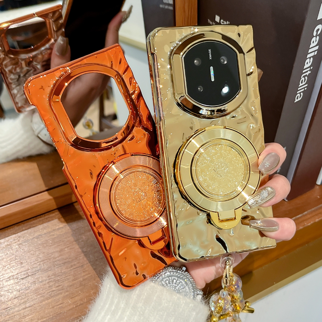 เคสสําหรับ Huawei Mate X7 X6 X5 X3 เคสโทรศัพท์ Electroplated Fu บางเฉียบฮาร์ดปกหลังพร้อมขาตั้งสร้อยข