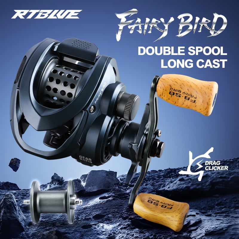 NOT DCartBLUE Fairy Bird Baitcasting Reel 7.0 ถึง 1 อัตราทดเกียร์ 6 plus 1 แบริ่ง 5KG ลากสูงสุด Smooth Line Out พร้อมตัวเลือกสองแกนสําหรับตกปลาอเนกประสงค์