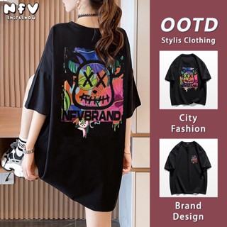 NFV พร้อมส่ง🌟พิมพ์ลายแฟชั่น แขนสั้น คอกลม เสื้อยืด ใส่สบายไม…