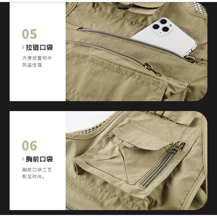 ขนาดใหญ่ (S-6XL) High-End Multi-Pocket Vest ช่างภาพเสื้อกั๊กบริษัท Corporate Group เสื้อกั๊กเครื่องมือสีเทาชาย ราคา ถูกที่สุด ดีลบีเคเค แกลเลอรีภาพที่ 7