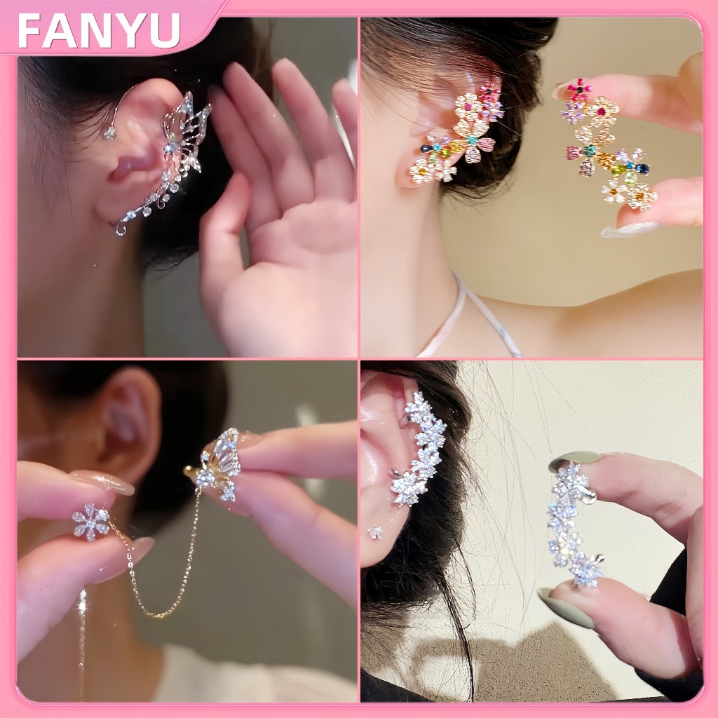 FANYU โรแมนติกสีสันZirconต่างหูดอกไม้สําหรับผู้หญิงสาวแฟชั่นหวานWaterdropต่างหูดอกไม้ประณีตเครื่องประดับของขวัญ FANYU