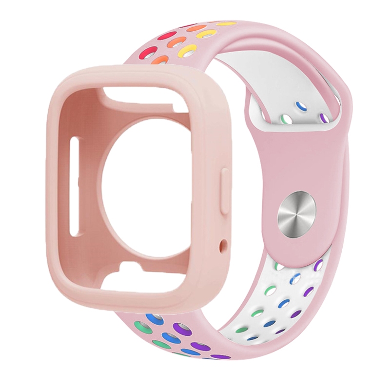 สําหรับ FB058 สายรัด Smart watch Case Cover ป้องกันกันชนซิลิโคนอ่อนนุ่ม Rainbow Band ฟิล์มกันรอยหน้าจอ
