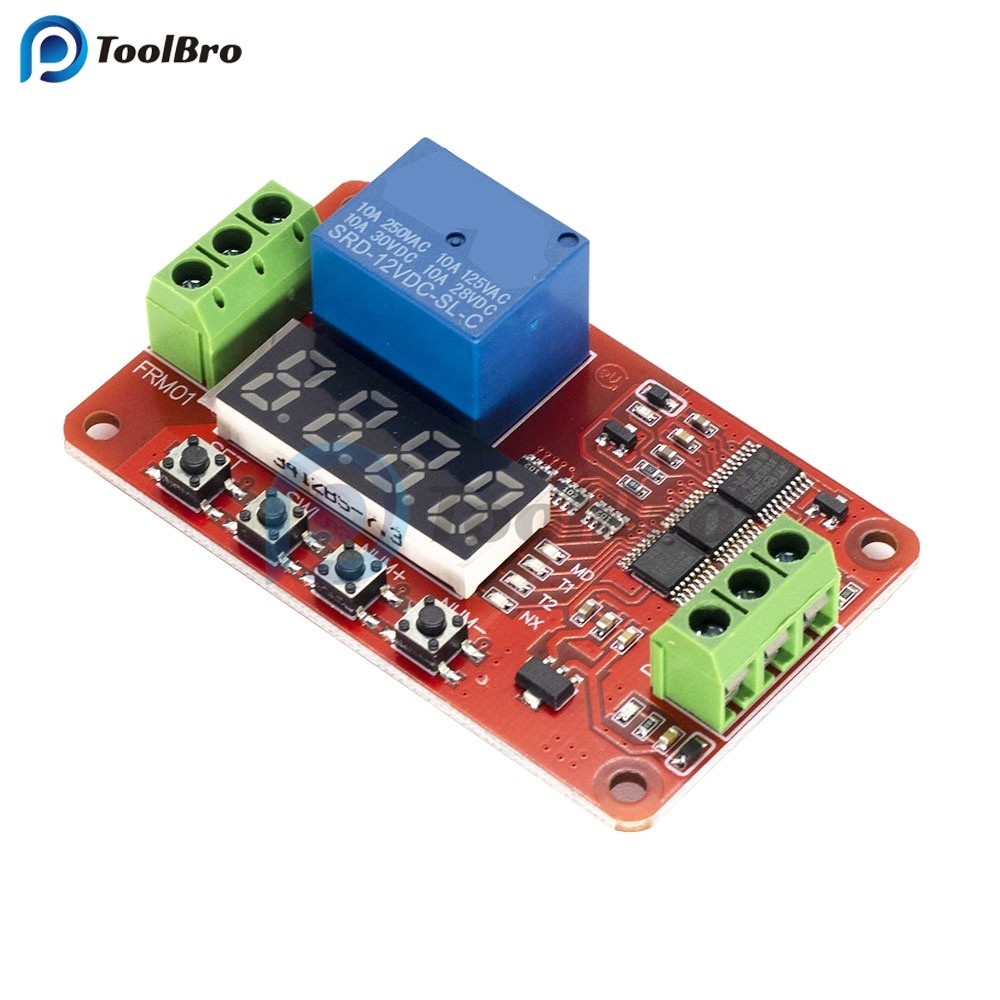 FRM01 LED Digital Time Delay รีเลย์โมดูล DC 12V มัลติฟังก์ชั่จับเวลาควบคุมรีเลย์สวิทช์ Loop Delay Self-Locking Timing Board