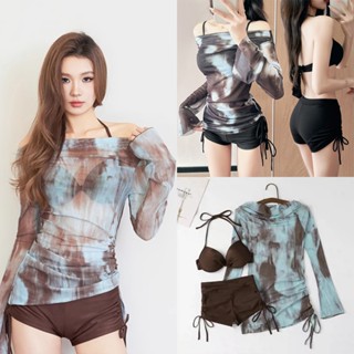 ผู้หญิง Café tone ชุดว่ายน้ํา 3 ชิ้น Set: เซ็กซี่เสื้อเบลาส์…