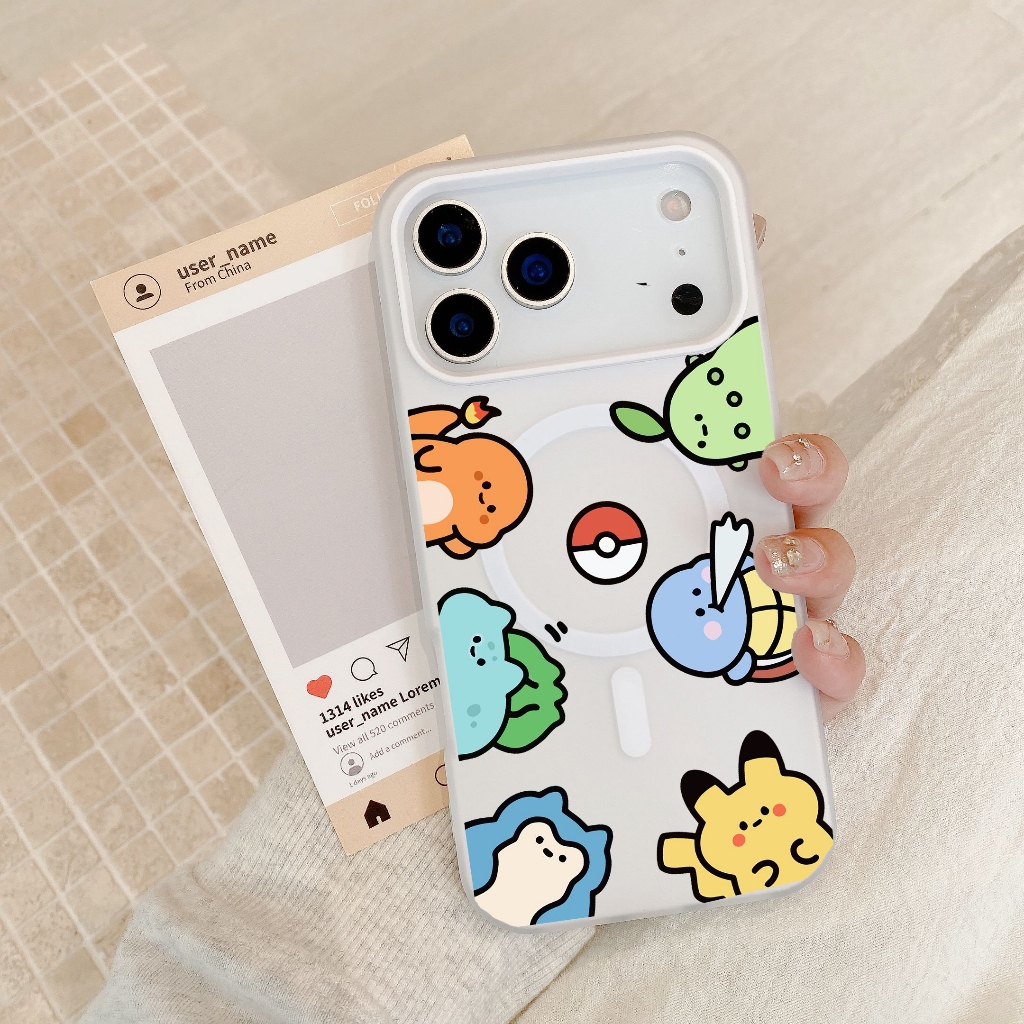 น่ารัก Pokemon สําหรับ iPhone 17Promax เคสโทรศัพท์แม่เหล็ก Charmander 16Pro 13 ไร้สายชาร์จกันกระแทก Matte iPhone สําหรับ iPhone 17 16 15Promax 14Promax 15 14 12 11