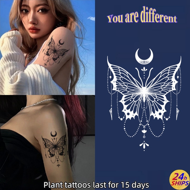 Moonbutterfly สติกเกอร์รอยสักชั่วคราว ลายผีเสื้อ เซ็กซี่ กันน้ํา 15 วัน
