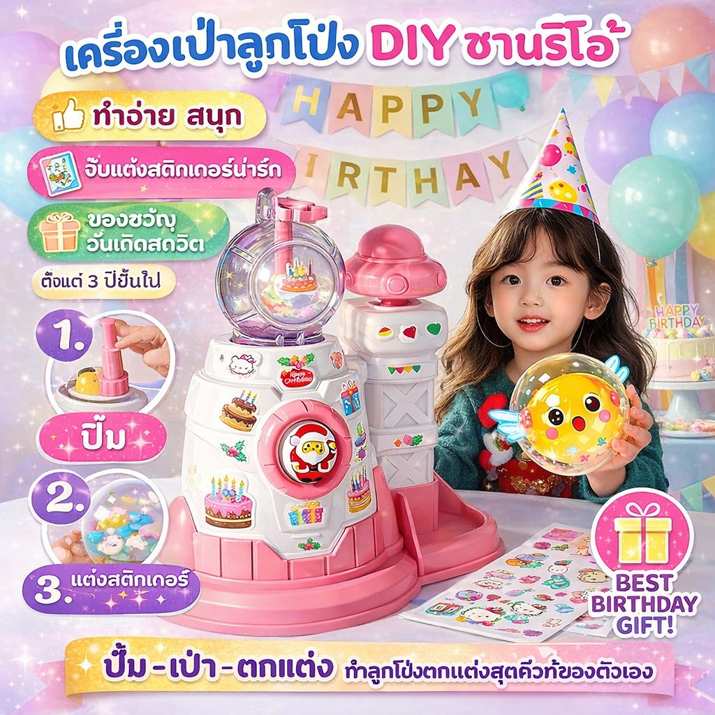 บ้านลม Sanrio DIY เป่าได้ ตกแต่งเอง ของเล่นเด็กสาว ของขวัญวันเกิด คริสต์มาส เล่นบทบาทสมมติ เสริมจินตนาการ พร้อมส่ง