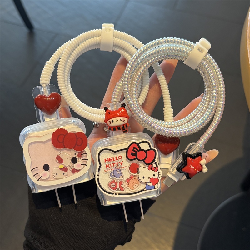 น่ารัก 3D สเตอริโอ Shake เพลง Kitty ชาร์จสําหรับ iPhone 20W 35W 40W สายชาร์จ Winder สายไฟห่อฝาครอบป้องกัน USB/C ปกอ่อน