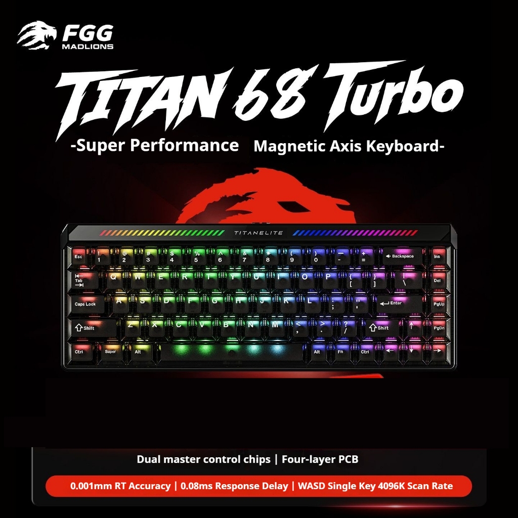 FGG MADLIONS TITAN 68Turbo Gaming Wired Keyboard Magnetic Switch Keyboard RGB lighting effect Super 