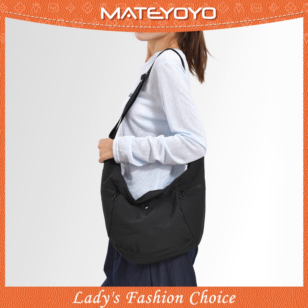 MATEYOYO กระเป๋าสะพายแฟชั่น กระเป๋าเกี๊ยวสำหรับทุกเพศ กระเป๋าผู้ชาย ผู้หญิง สไตล์ย้อนยุค น้ำหนักเบา กันน้ำ ใช้เดินทางหรือไปทำงานทุกวัน