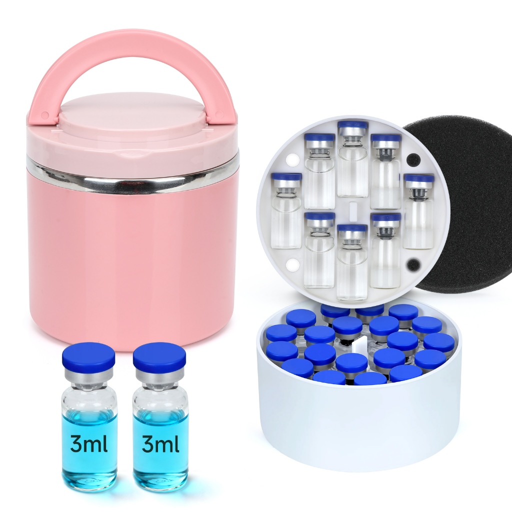 28 Vials สแตนเลสกล่องเก็บคอนเทนเนอร์, 3ml Vial Insulin Peptide ขวด Protector Organizer, 2 ชั้น Cooler ผู้ถือสําหรับเบาหวาน, เหมาะสําหรับการเดินทาง, ทํางาน
