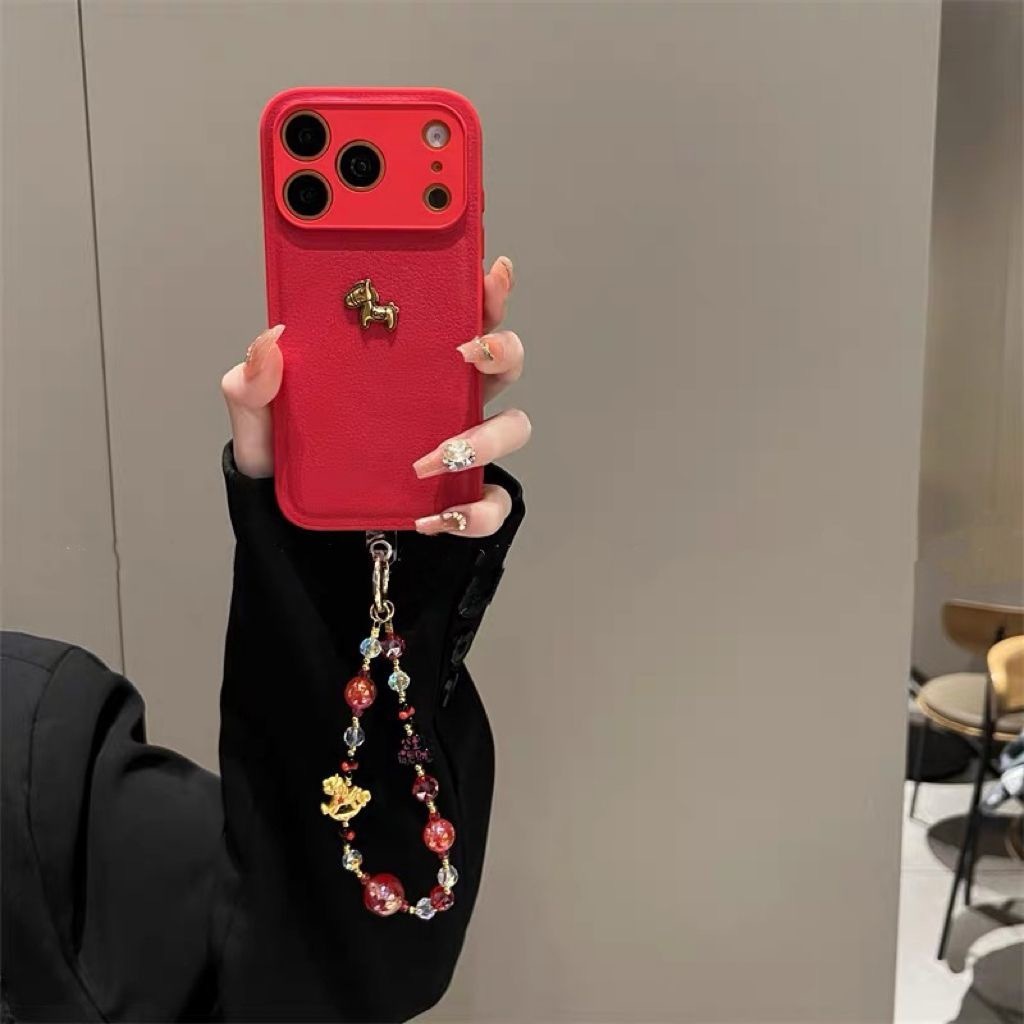 ม้า 3D พร้อมเคสโซ่ 3D เข้ากันได้กับ Iphone 14promax 13 pro max ins Xr X / Xs Xs Max 11 11 Pro Promax