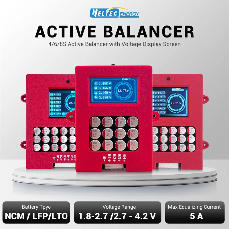 5A แบตเตอรี่ active balancer อีควอไลเซอร์ 4s 6s 8s12v 24v 48v จอแสดงผล TFT โมดูลสําหรับ Ternary Lithium & LiFePO4<O แบตเตอรี่